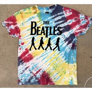 The Beatles Small Multicolored Short Sleeve 100% Cotton Tie Dye T Shirt